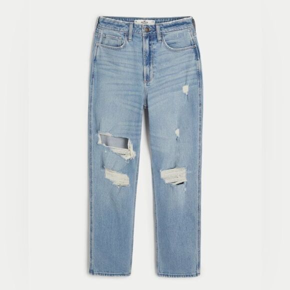 Hollister Curvy High-Rise Ripped Medium Wash Mom Jean, Size 15L, W32/L29 - Picture 1 of 6